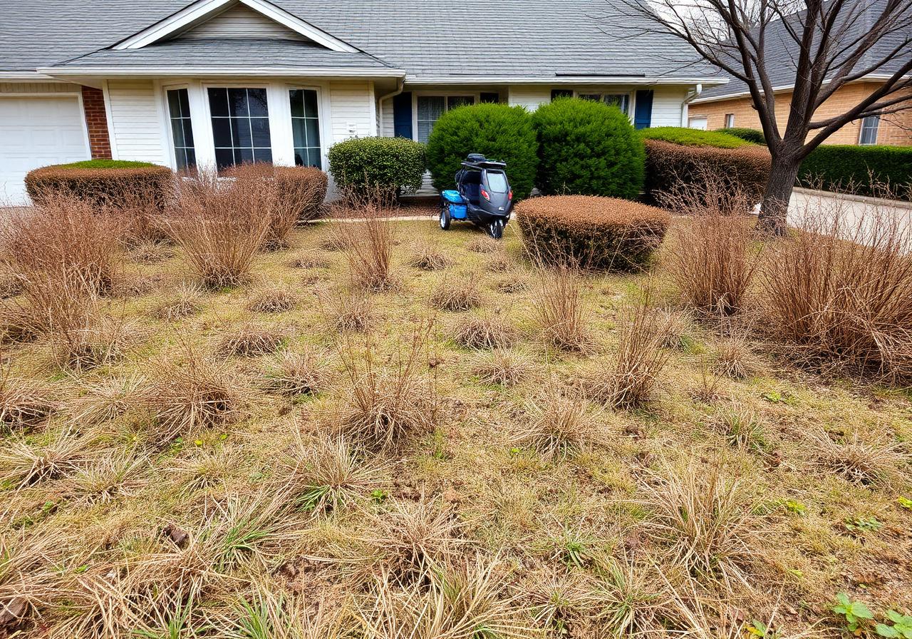 Edmond residential lawn before service